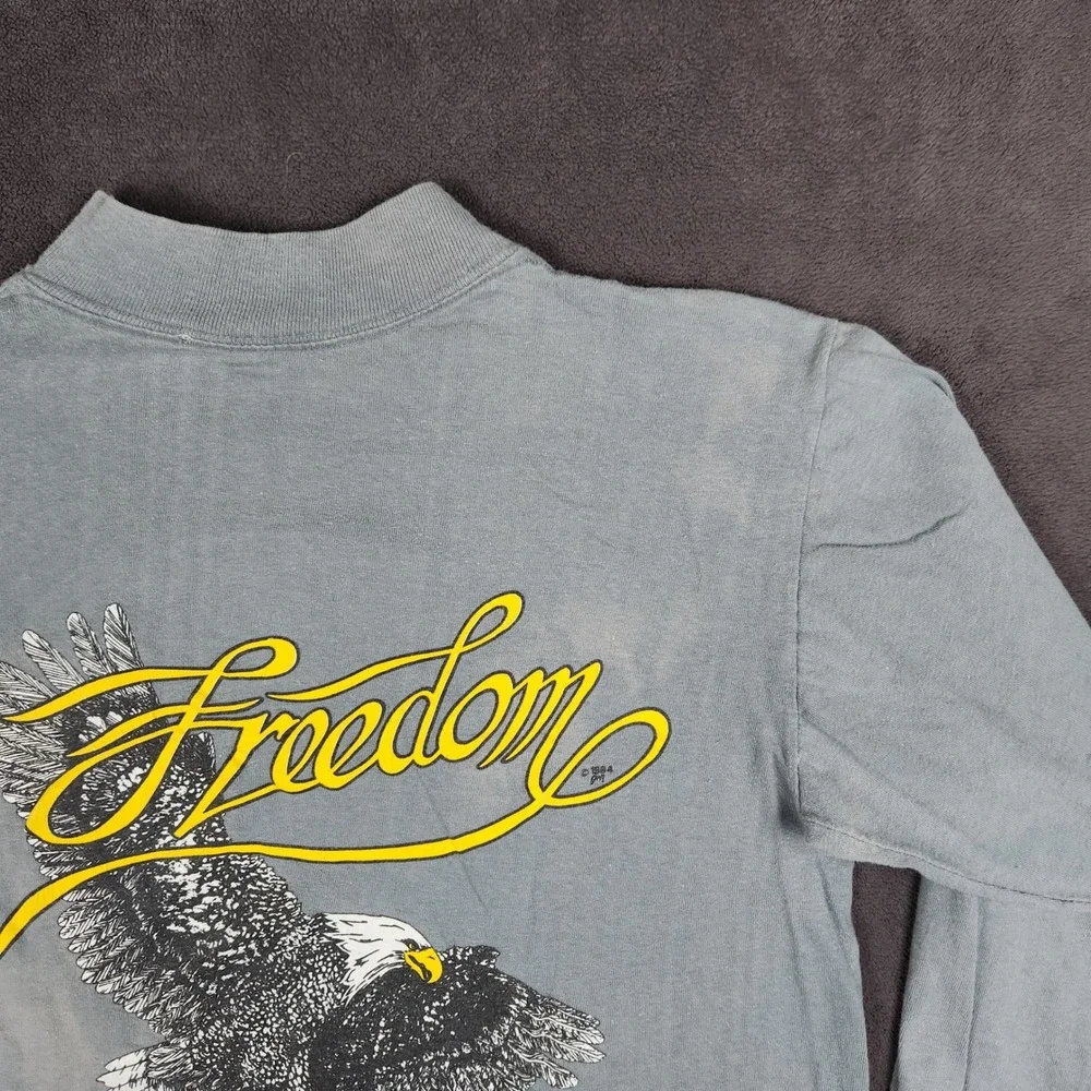 Harley Davidson Shirt Mens Medium Gray 1989 3D Emblem Freedom Eagle Long Sleeve - Picture 7 of 16